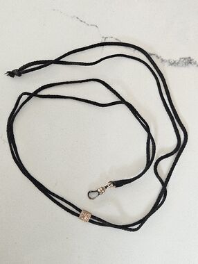 Antique Victorian Mourning Braided Slide  Necklace Rose Gold Filled Accents